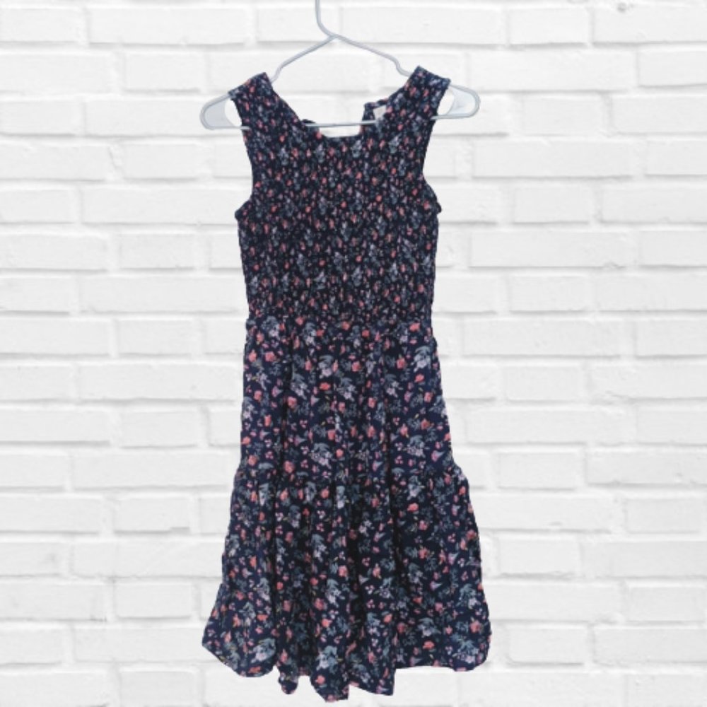 Cute Comfortable Blue Floral Stretchy Dress Flare